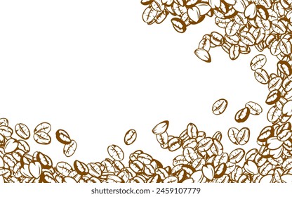 coffee background. Coffee beans in frames, border. Coffee beans background. Coffee Beans Illustration for packaging.
