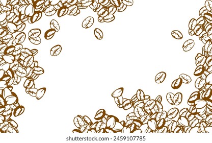 coffee background. Coffee beans in frames, border. Coffee beans background. Coffee Beans Illustration for packaging.