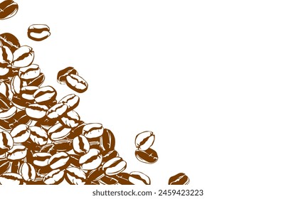 coffee background. Coffee beans in frames, border. Coffee beans background. Coffee Beans Illustration for packaging.