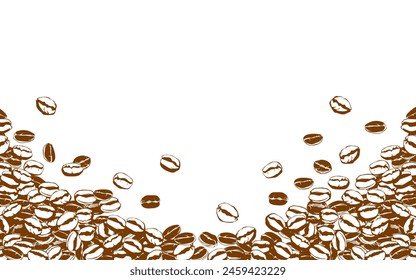 coffee background. Coffee beans in frames, border. Coffee beans background. Coffee Beans Illustration for packaging.