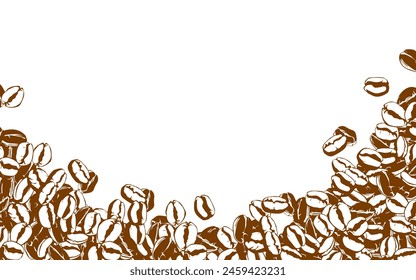 coffee background. Coffee beans in frames, border. Coffee beans background. Coffee Beans Illustration for packaging.
