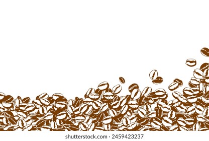coffee background. Coffee beans in frames, border. Coffee beans background. Coffee Beans Illustration for packaging.