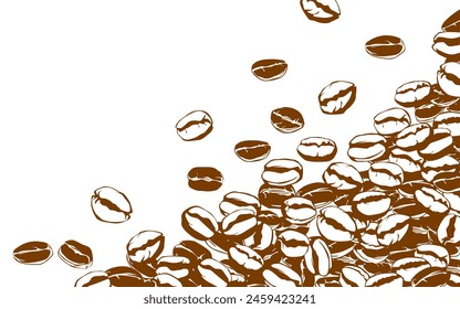 coffee background. Coffee beans in frames, border. Coffee beans background. Coffee Beans Illustration for packaging.