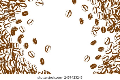 coffee background. Coffee beans in frames, border. Coffee beans background. Coffee Beans Illustration for packaging.