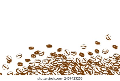 coffee background. Coffee beans in frames, border. Coffee beans background. Coffee Beans Illustration for packaging.