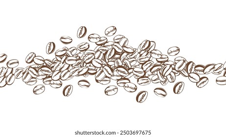 coffee background. Coffee beans in frames, border. Coffee beans background. Coffee Beans Illustration for packaging.	