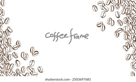 coffee background. Coffee beans in frames, border. Coffee beans background. Coffee Beans Illustration for packaging.	