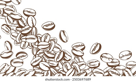coffee background. Coffee beans in frames, border. Coffee beans background. Coffee Beans Illustration for packaging.	