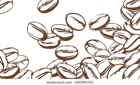 coffee background. Coffee beans in frames, border. Coffee beans background. Coffee Beans Illustration for packaging.
