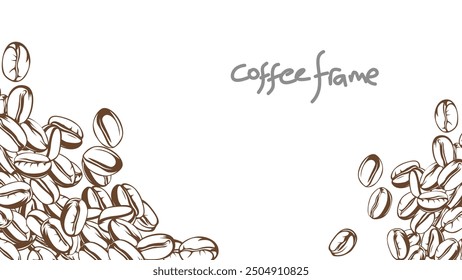 coffee background. Coffee beans in frames, border. Coffee beans background. Coffee Beans Illustration for packaging.