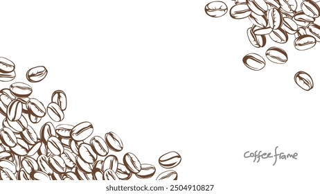 coffee background. Coffee beans in frames, border. Coffee beans background. Coffee Beans Illustration for packaging.