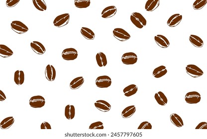 coffee background. Coffee beans pattern background. Coffee beans isolated on a white background. Coffee Beans Illustration for packaging.