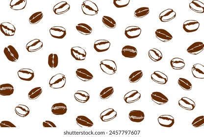 coffee background. Coffee beans pattern background. Coffee beans isolated on a white background. Coffee Beans Illustration for packaging.