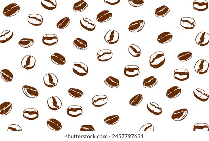 coffee background. Coffee beans pattern background. Coffee beans isolated on a white background. Coffee Beans Illustration for packaging.