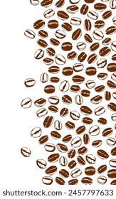 coffee background. Coffee beans pattern background. Coffee beans isolated on a white background. Coffee Beans Illustration for packaging.