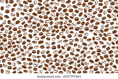 coffee background. Coffee beans pattern background. Coffee beans isolated on a white background. Coffee Beans Illustration for packaging.