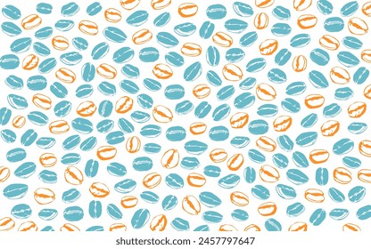 coffee background. Coffee beans pattern background. Coffee beans isolated on a white background. Coffee Beans Illustration for packaging.