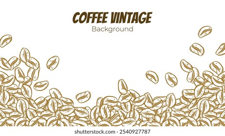 Kaffee-Hintergrund. Kaffeebohnen Hintergrund. Kaffeebohnen Tapete. Kaffeebohnen Illustration für Verpackung.