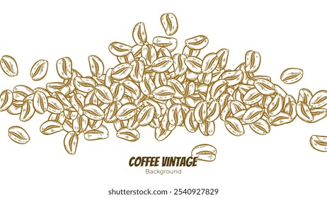 Kaffee-Hintergrund. Kaffeebohnen Hintergrund. Kaffeebohnen Tapete. Kaffeebohnen Illustration für Verpackung.