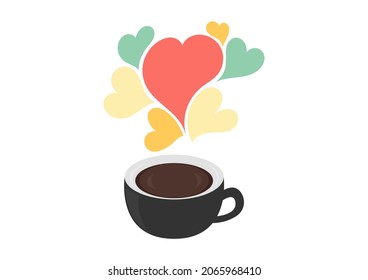 coffee background with beautiful bright colorful heart shaped smoke