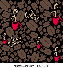 coffee, coffee background, black coffee, coffee art, coffee cafe, coffee icon, seamless pattern, abstract background, dark, vector