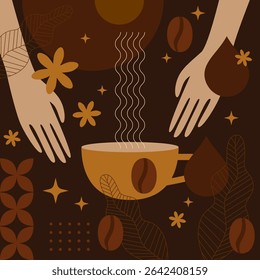 Coffee background. Cappuccino, americano, espresso, mocha, latte. Various coffee drinks