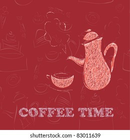 coffee background - and a cup of coffee. sketch
