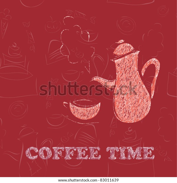 Coffee Background Cup Coffee Sketch Stock Vector (Royalty Free