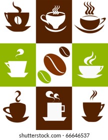Coffee background with cups. Vector illustration