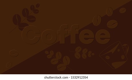 Coffee background design. Coffee beans, cup of coffee.