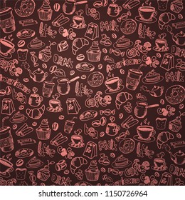 Coffee background with hand-draw doodle elements