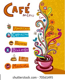 Coffee Background. Illustration which may be used as menu cover or card