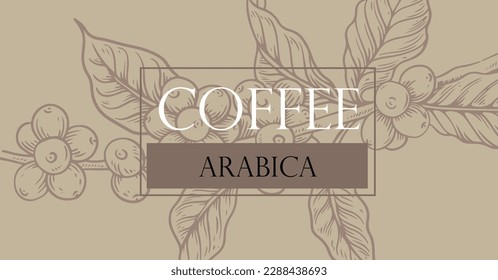 fondo de café del dibujo de tinta y fondo rojo para el embalaje de etiquetas, banner, afiche, publicidad. afiche de café, etiqueta de café vintage