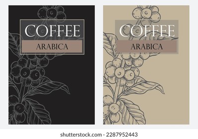 coffee background of ink drawing sketch for label coffee sticker packaging. coffee label sticker for packaging. coffee poster vintage promotion