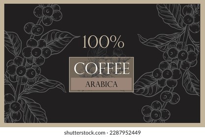 coffee background of ink drawing sketch for label coffee sticker packaging. coffee label sticker for packaging. coffee poster vintage promotion