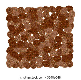 Coffee background made of coffee seeds on the white, vector illustration