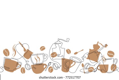 Coffee Background.  Pattern. Vector illustration.