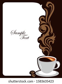 Coffee background with a realistic coffee cup  