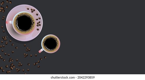 Coffee background with realistic cup of coffee - Vector illustration