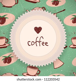 Coffee background in retro style. Vector illustration