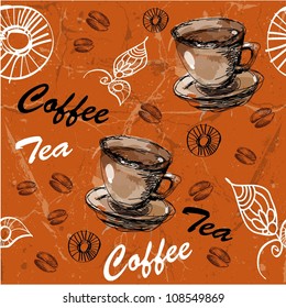 Coffee background, seamless pattern