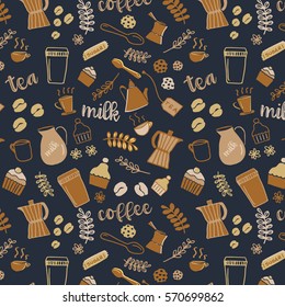 Coffee background, vector han drawn, coffee time