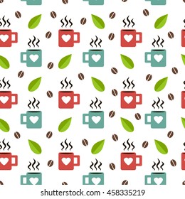 coffee background. Vector seamless pattern. Endless texture can be used for wallpaper,printing on fabric, paper, scrapbooking. 