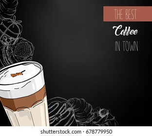 Coffee background. Vintage design for coffee shop, restaurant menu.