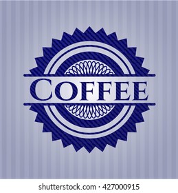 Coffee badge with denim texture