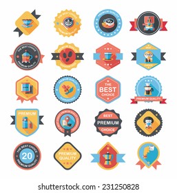 coffee badge design flat background set, eps10