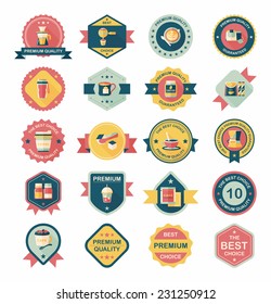 coffee badge design flat background set, eps10