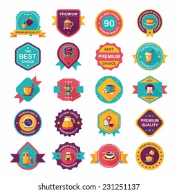 coffee badge design flat background set, eps10