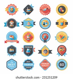 coffee badge design flat background set, eps10