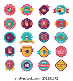 coffee badge design flat background set, eps10